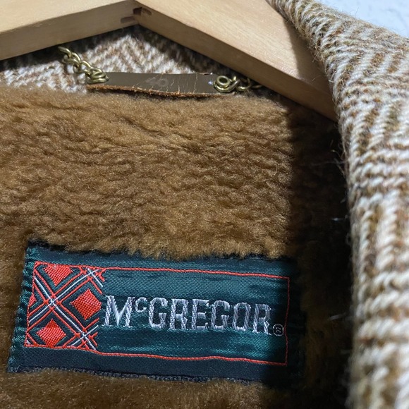 McGregor Vintage Herringbone Wool Blend Fur Lined Winter‎ Overcoat Mens 40 Med - Picture 4 of 10
